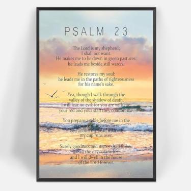 Imagem de Tela retrô de Salmo Cristão 23 Pôsteres Escrituras Verso Bíblico Arte de Parede Crenças Religiosas Cristãs Impressões Pintura para Sala de Estar Quarto Dormitório Decoração de Parede 20 x 30 cm Sem