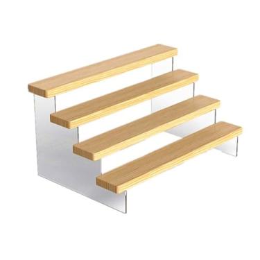 Imagem de Armações de óculos Rack de exibição de óculos de mão fantoche de mão Rack de armazenamento em forma de escada de madeira Rack decorativo acrílico molduras de óculos