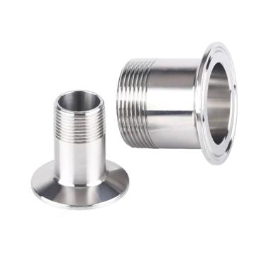 Imagem de 1 peça 1/10.2 cm 3/20.3 cm 1/5.1 cm 3/10.2 cm 2.5 cm 3.0 cm 3.0 cm 3.8 cm BSP rosca macho 304 encaixe de tubo de aço inoxidável para montagem caseira Tri braçadeira (BSP2 (virola 64))