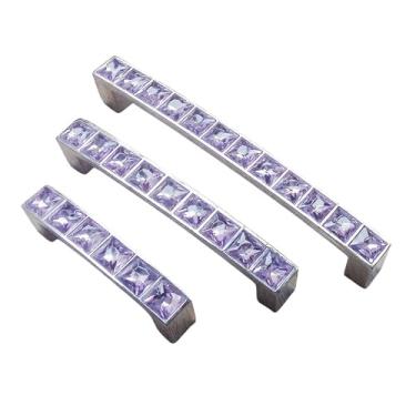 Imagem de CXYFQUUK Puxador de diamante de vidro cristal puxadores de gaveta de ferragens para móveis guarda-roupa armários de cozinha armário armário puxadores de cômoda 2 peças (96 mm)