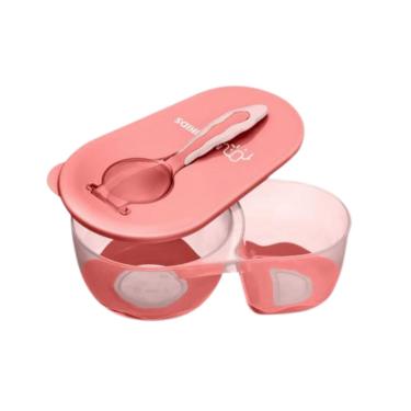 Imagem de Prato Fundo Com Divisória E Colher Rosa - Multikids 