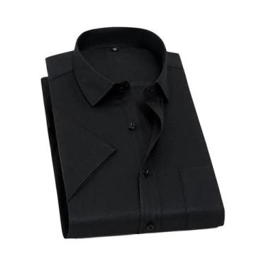 Imagem de Camisa Social Masculina De Manga Curta Em Xadrez Listrado Clássico Azu