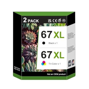 Imagem de GoToners Tinta de impressora 67XL compatível com HP 67 67XL cartuchos de tinta preta/colorida pacote combo compatível com HP DeskJet 2700 2710 2720 2755 4110 4120, Envy 6000 6010 6020 6030 6400 6422