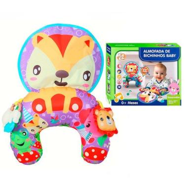 Imagem de Brinquedo Sensorial Para Bebê Almofada De Bichinhos Baby Com Chocalho 
