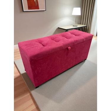 Imagem de PUFF BAÚ 1 METRO ESTOFADO EM MDF COM DOBRADIÇAS COM PISTÃO (Rosa Pink Suede)