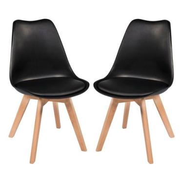 Imagem de Kit com 2 Cadeiras Leda Preta - Charles Eames com Almofada - UNIVERSAL