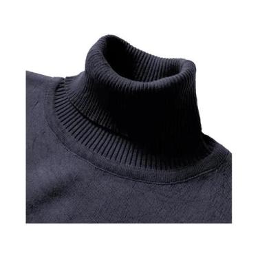 Imagem de Suéter Masculino De Tricô Gola Alta Outono Inverno Quente Vintage Leve