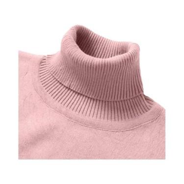 Imagem de Suéter Masculino De Tricô Gola Alta Outono Inverno Quente Vintage Leve