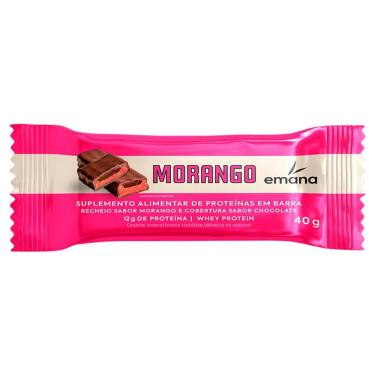 Imagem de Barra de Proteína Emana Sabor Morango com Chocolate 12g de Proteína 40g