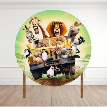 Imagem de Painel Redondo Lona Fosca 1,20M- Tema Madagascar