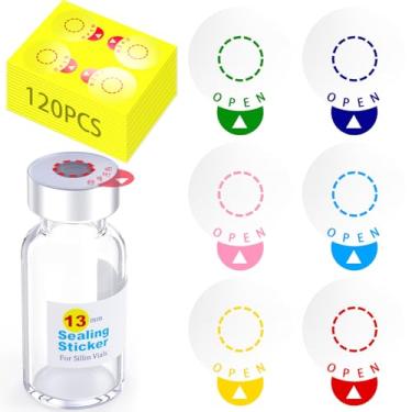 Imagem de Adesivo de vedação circular de laboratório, etiquetas de vedação autoadesivas, 6 cores circulares à prova de vazamento para tampas de plástico de alumínio, da ZHANXUBIO (120, para tampa de 13 mm)