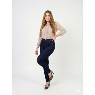 Imagem de 185 - Calça tradicional Jeans Feminina com lycra Skinny Cor:Azul Escur