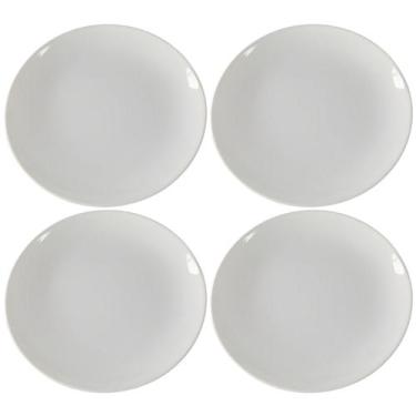 Imagem de Kit 4 Prato Liso Raso Redondo Branco Premium de Melamina 25,5cm Leve R