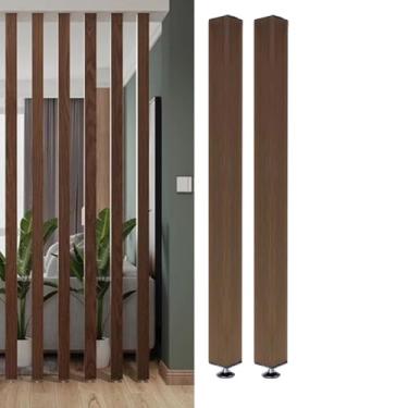 Imagem de Divisória de madeira rústica - 2 peças de divisória de ripas de 105 cm/41,3 pol para sala de estar, cozinha, quarto e banheiro - sem furadeira para entrada de casa