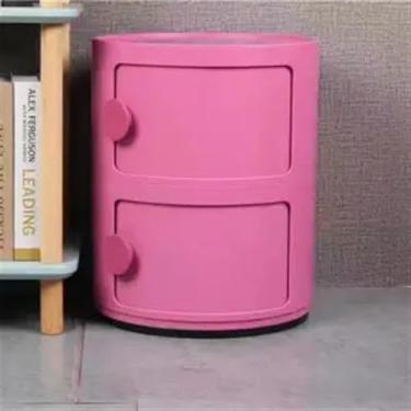 Imagem de Armário de banheiro pequeno - Mesa de cabeceira redonda moderna com gavetas deslizantes, mesa de canto versátil para sala de estar, quarto e banheiro