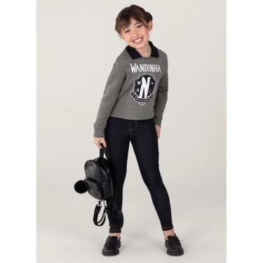 Imagem de Blusão Moletom Wandinha Infantil Menina Brandili Cinza-Feminino