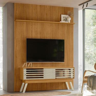 Imagem de Conjunto Frizz Painel C/ Rack E Rodízios New Premium Cumaru/opala