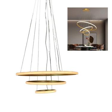 Imagem de Luminaria Pendente 3 Em 1 Led Perfil Lustre Aneis Infinito Aro Ajustavel Regulavel Iluminaçao