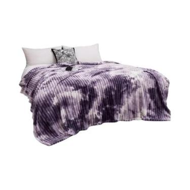 Imagem de Cobertor De Flanela Tie Dye, Grosso E Quente Para Camas E Sofás, Taman