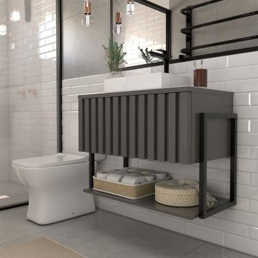 Imagem de Armário de Banheiro Majestad 80cm 1 Porta 100% Mdf Titanium - Panorama Móveis