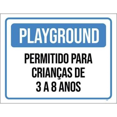 Imagem de Kit 5 Placas Playground Permitido Crianças 3 A 8 Anos - Sinalizo