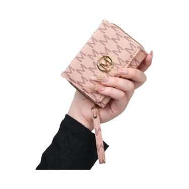 Imagem de Carteira Feminina Curta De Couro PU Com Múltiplos Slots Para Cartões E