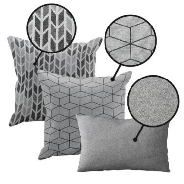 Imagem de kit 3 Capa Almofada Tear Alto Padrão 2x 45x45 + 1x 30x50 D22 - IDEALIZ