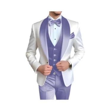 Imagem de Terno Masculino De 3 Peças Personalizado Com Lapela De Lenço Para Casa