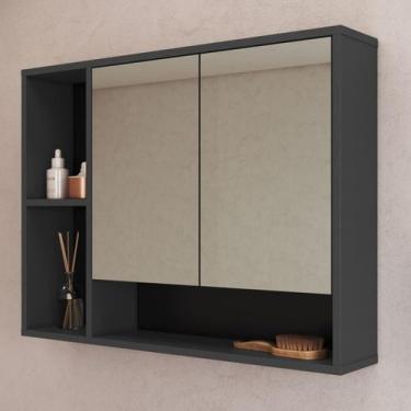 Imagem de Armário de Banheiro Aéreo 80cm com Espelho e 2 Portas Bari Art In Móve