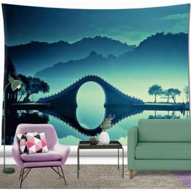 Imagem de Tapeçaria Scenic Bridge Wall Microfabric 180x150cm Decoração de quarto