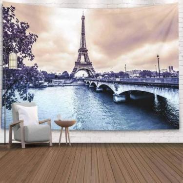 Imagem de Tapeçaria Torre Eiffel Cidade Paris Parede 150x100cm Poliéster - yiwei