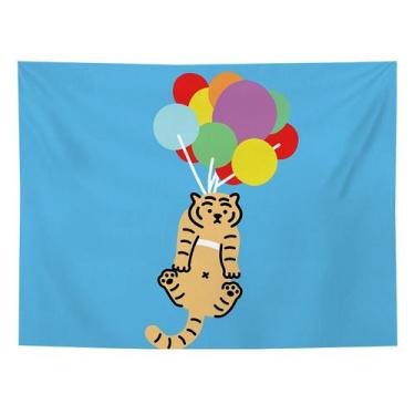 Imagem de Tapeçaria Animal Tiger Microfabric Fiber 150x130cm para quarto - yiwei