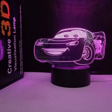 Imagem de Carros LED 3D com luz noturna Red McQueens que mudam de cor para crian