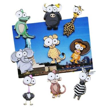 Imagem de Ímãs de geladeira, 9 unidades/lote, elefantes, macacos, girafas, anime