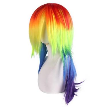Imagem de Peruca de cosplay Littles Ponys Rainbows Dashs Cabelo sintético 65cm -