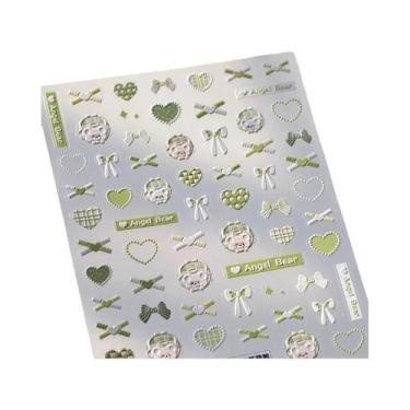 Imagem de Adesivos De Unha 5D Com Borda Dourada, Coração, Laço, Lua E Estrela, E