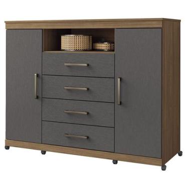 Imagem de Comoda Havana Master com rodizio Jatobá Grafite Acetinado - Santos And