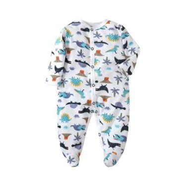 Imagem de Macacão De Algodão Macio Para Bebês Meninas E Meninos Com Mangas Longa