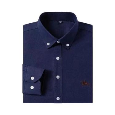 Imagem de Camisa Formal Masculina De Manga Longa Em Oxford 100% Algodão, Estampa