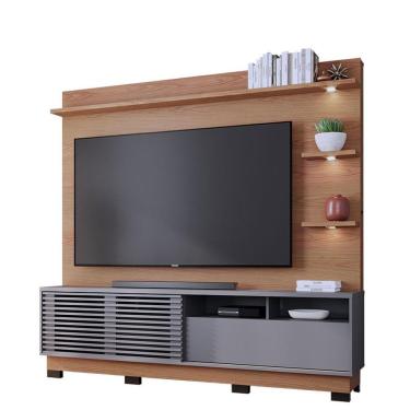 Imagem de Estante Home Theater Campeche Com Pés Freijó Cinza Acetinado - Colibri