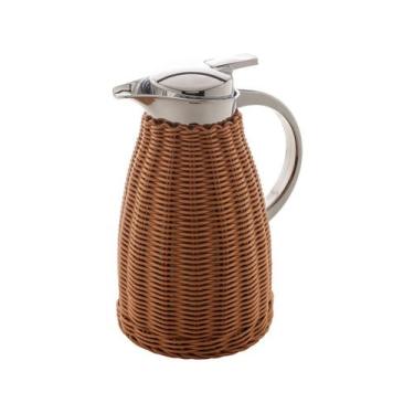 Imagem de Garrafa termica aco inox c/rattan plastico marrom 1,5l - ROJEMAC IMPOR