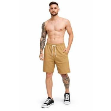 Imagem de Short Moletom Bermuda Moleton Casual Confortável Com Bolsos Cordão Ajustável Treino Academia-Masculino