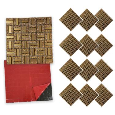 Imagem de Pastilha De Vidro Adesiva Kit 12 Uni Parede Banheiro Cozinha Sala Decorativa Moderna Reforma Requintado Facil Aplicacao