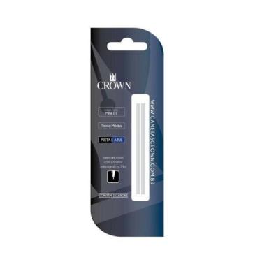 Imagem de Carga Esferográfica Crown Mini D1 Média Azul/Preta CA 16005N