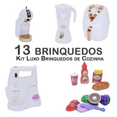 Imagem de Kit Infantil Air Fryer Batedeira Fruta Cafeteira 13p - CLICKCOMPRAS BR