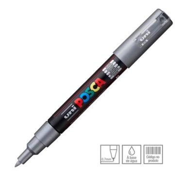 Imagem de Caneta Marcador Posca Uni-Ball PC-1M 0.7mm, Prata