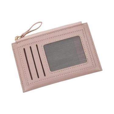 Imagem de Carteira De Cartões Ultra Fina Em Couro PU Para Mulheres, Simples, Com