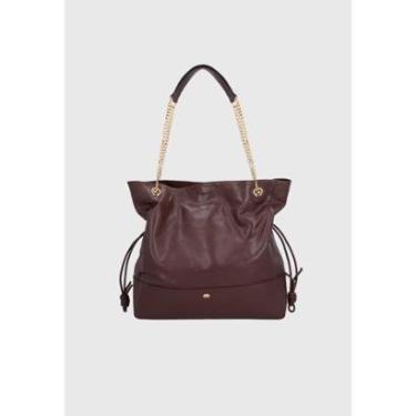 Imagem de Bolsa Shopping Grande Couro Com Amarração Lateral Café Schutz-Feminino