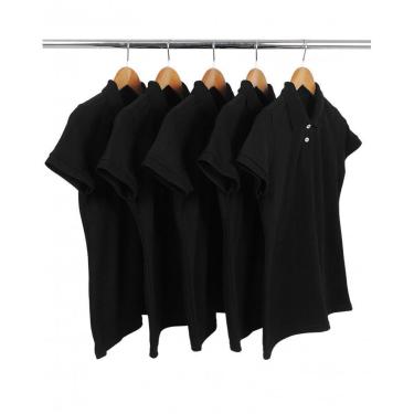 Imagem de Kit 5 Camisas Gola Polo Piquet Feminina Lisa-Feminino
