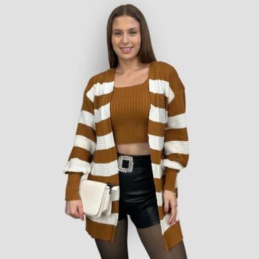 Imagem de Conjunto Twin Set Feminino Tricô Cardigan Cropped Blogueira - Douglas,
